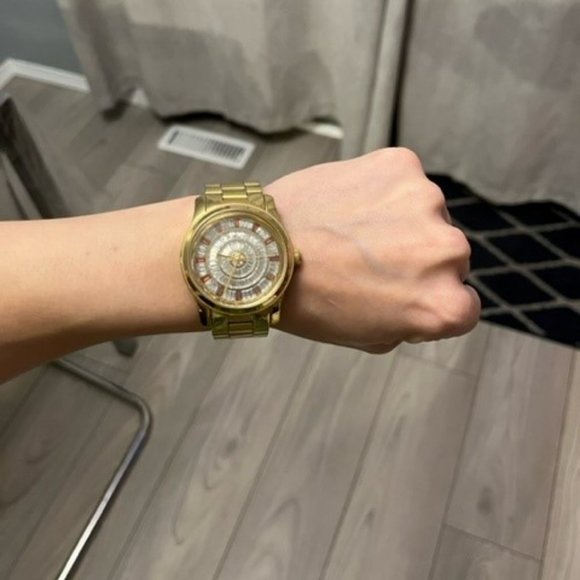 Michael Kors Gold Watch With Orange and White Crystal Face - Picture 2 of 4